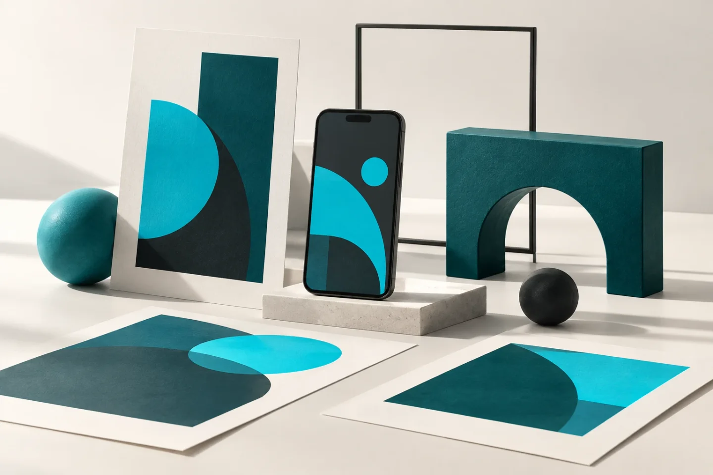 Illustrative campaign concept with digital and printed brand artwork