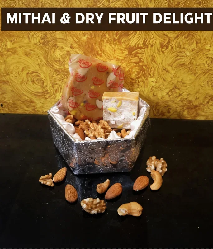 Mithai and dry fruit gift basket